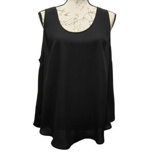 J.Crew‎ Womens Black Drape Semi Sheer Sleevless Blouse Tank Top XL Flowy Boho